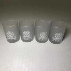 Set of 4 Jäegermeister Frosted Glass Shot Glasses Measures 2 cl
